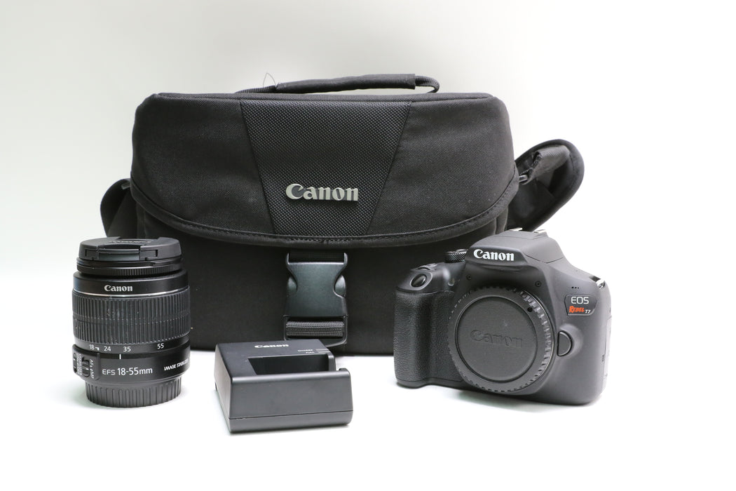 Canon EOS Rebel T7 Camera w/ Canon EF-S f/3.5-5.6 IS II Lens, LOW SHUTTER OF 223