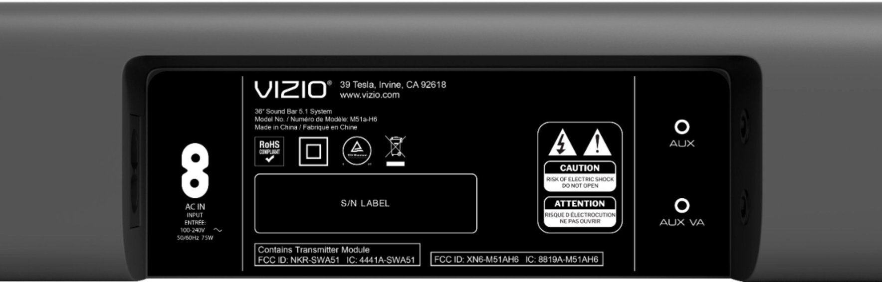 Brand New! Vizio M-Series 5.1 Sound Bar, M51AX-J6