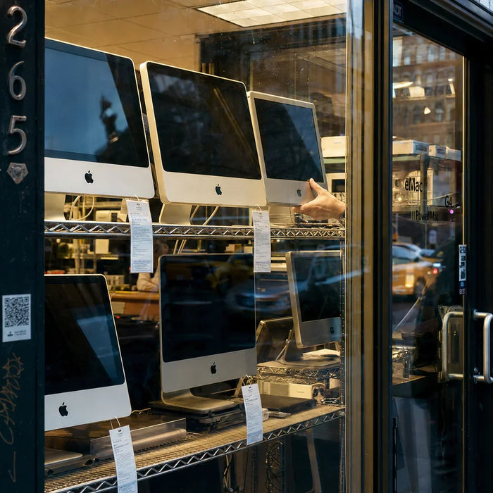 Photo-realistic product photograph illustrating "the nyc advantage: finding quality used imacs locally" — tech blog image by Computer Overhauls