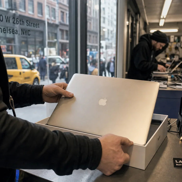 Photo-realistic product photograph illustrating "why nyc buyers prefer our apple refurbished devices" — tech blog image by Computer Overhauls