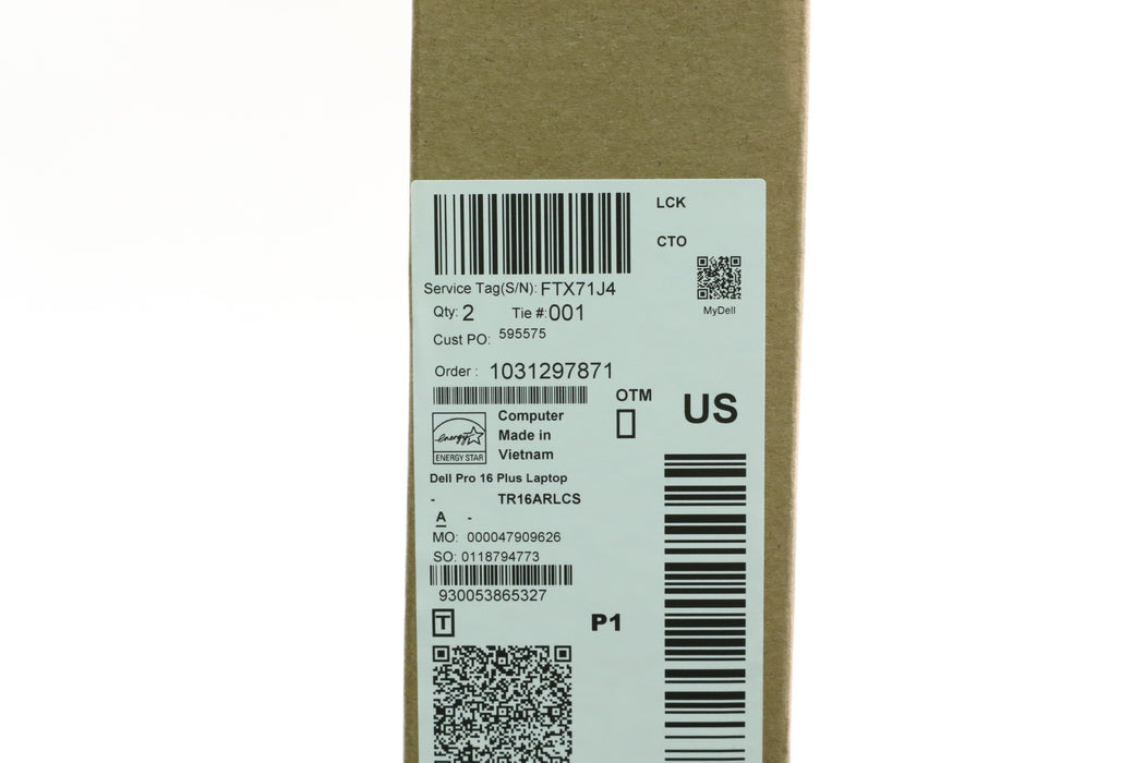 Brand New! 16" WUXGA Dell Pro 16 Plus Pb16250, Ultra 7 255U, 32GB, 1TB SSD