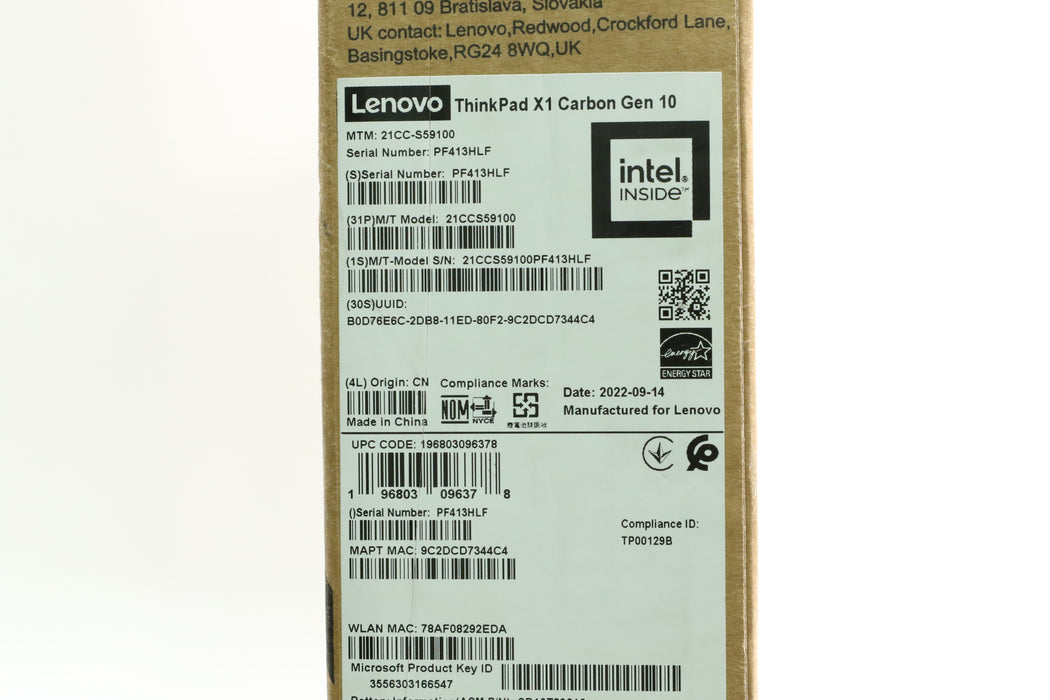 Brand New! 14" Lenovo ThinkPad X1 Carbon Gen 10, i7-1280P, 32GB, 512GB, WUXGA