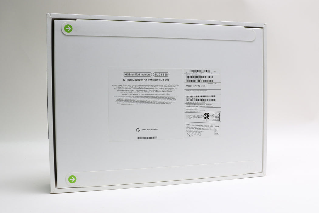 13.3" 2024, Macbook Air, MXCV3LL/A, M3, 16GB, 512GB SSD, 10C, AppleCare+