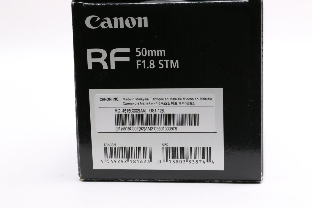 Canon RF 50mm f/1.8 STM Lens w/ Box and Caps!