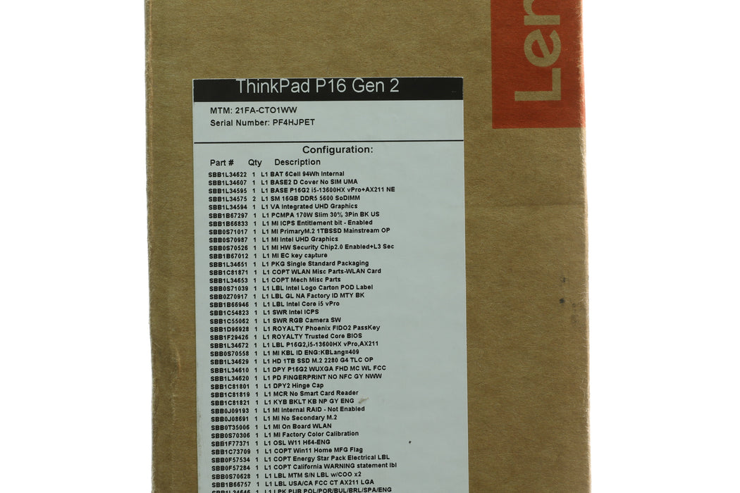 Brand New! 16" Lenovo Thinkpad P16 Gen2, i5-13600HX 3.60GHz, 16GB, 1TB SSD