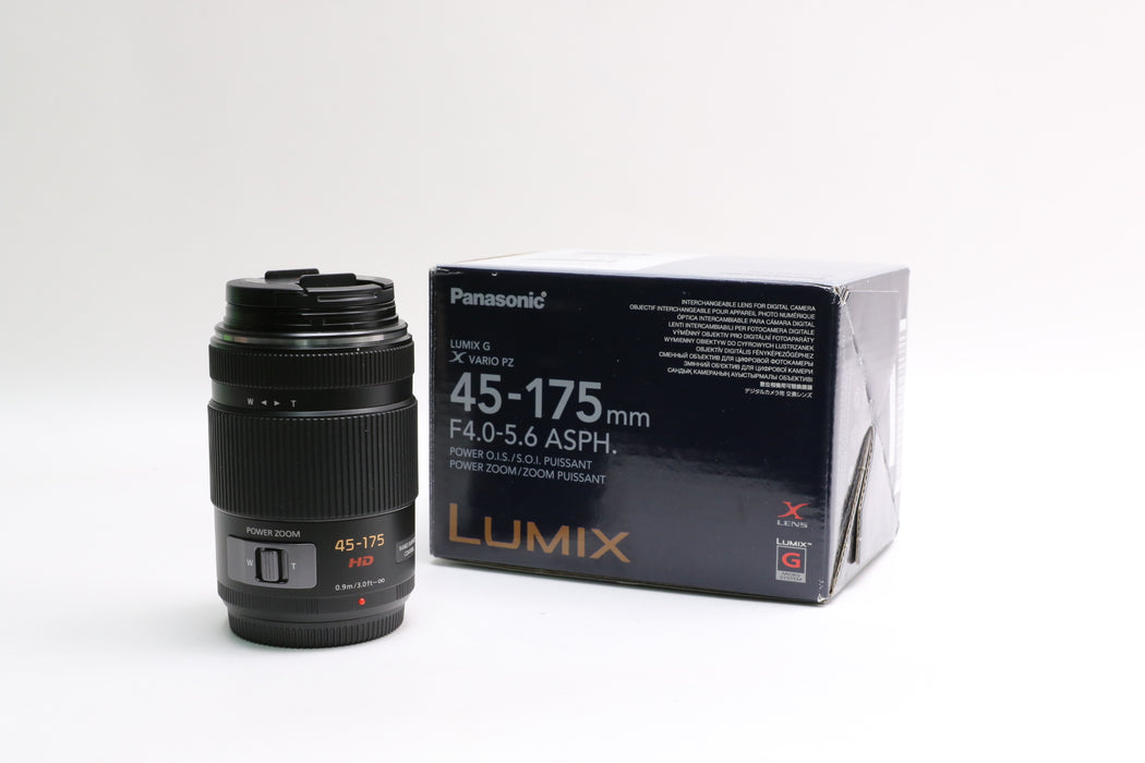 Panasonic Lumix G X Vario 45-175mm f/4-5.6 Power O.I.S Lens w/ Hood, Case, Box!