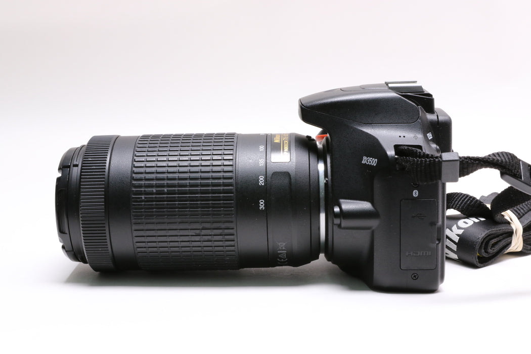 Nikon D3500 24.2MP DSLR Camera w/ AF-P DX 70-300mm f/4.5-6.5G ED Lens, Low SC!