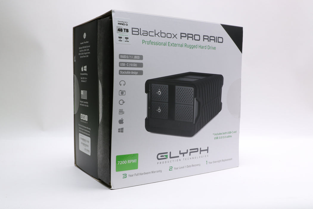 New! Glyph Technologies 48TB Blackbox PRO RAID 2-Bay USB-CRAID Array (2 x 24TB)