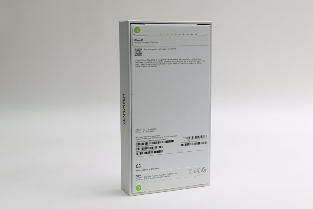 Brand New! iPhone 16, 128GB, Unlocked, Black, MYAP3LL/A