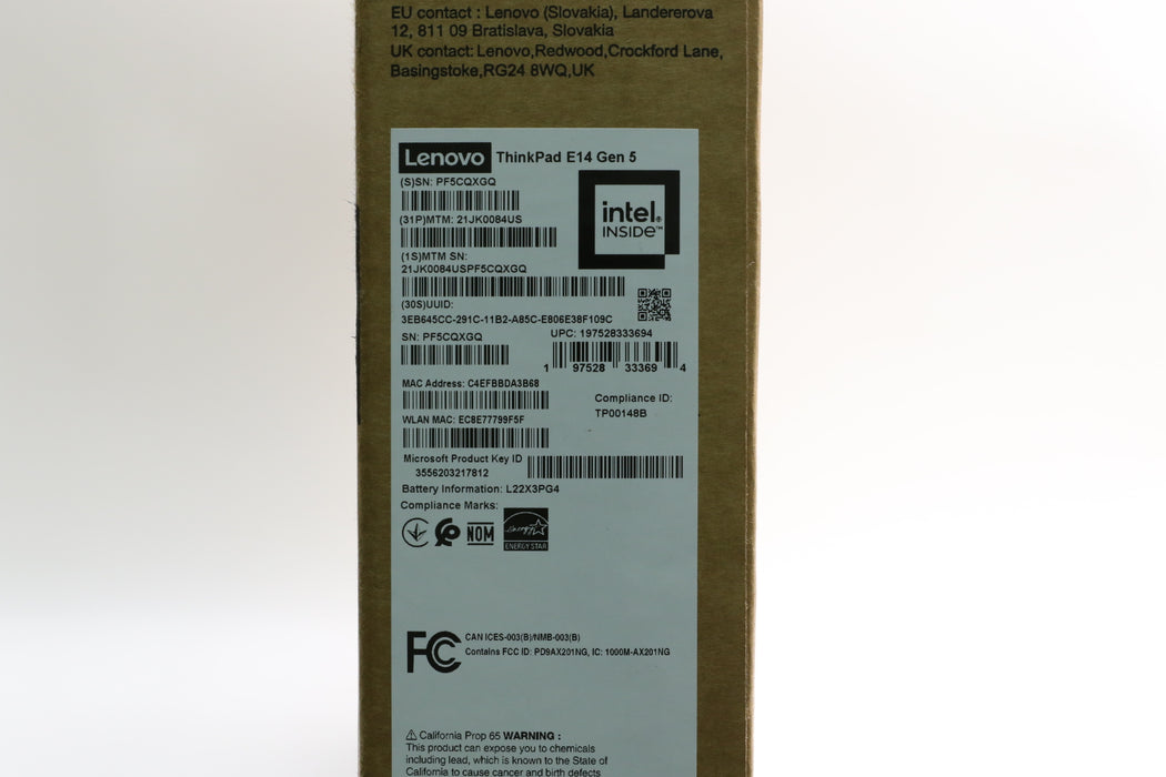 Brand New! 14" WUXGA Lenovo ThinkPad E14 Gen 5, i5-1335U, 16GB, 256 GB SSD