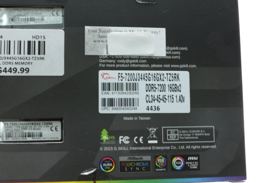 Brand New! G.SKILL Trident Z5 RGB 32GB (2x16GB) DDR5 7200MHz DIMM Memory — photo 3 of 4
