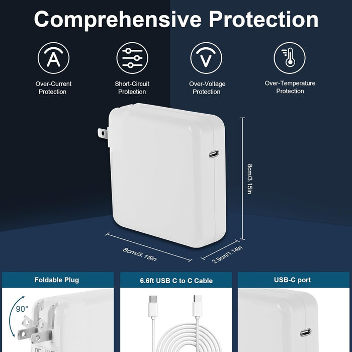 MacBook Pro Charger 96W USB-C Power Adapter Compatible with MacBook Air/Pro, iPad Pro 2018-2025