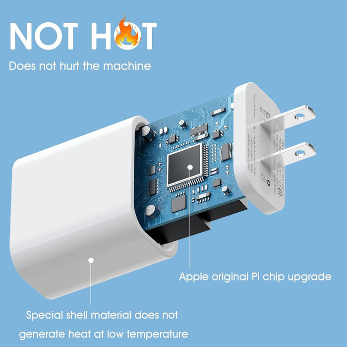 20W iPhone Fast Charger with USB-C to USB-C Charging Cable for iPhone 15, 16, 17, Air