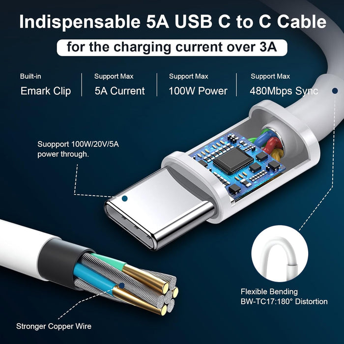 MacBook Pro Charger 96W USB-C Power Adapter Compatible with MacBook Air/Pro, iPad Pro 2018-2025