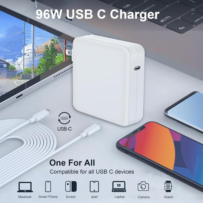 MacBook Pro Charger 96W USB-C Power Adapter Compatible with MacBook Air/Pro, iPad Pro 2018-2025