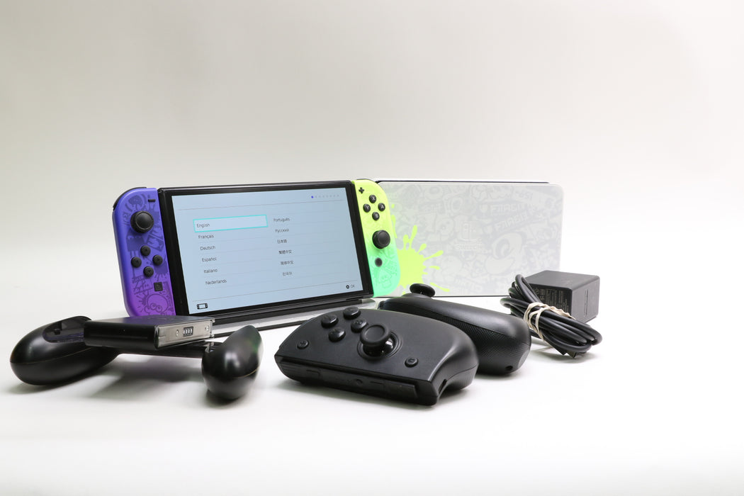 Nintendo Switch OLED Splatoon 3 Edition Console w/ Dock, Controllers, Grip!