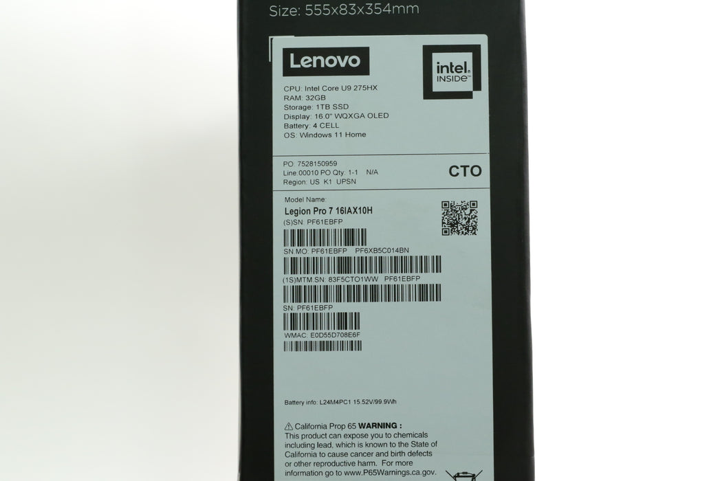 Sealed! 16" Lenovo Legion Pro 7 16iax10h, Ultra 9 275HX, 32GB, 1TB, RTX 5090