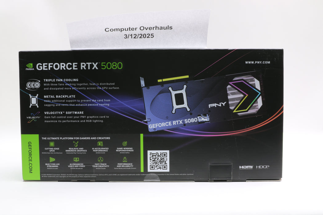 In-Hand! Sealed! PNY GeForce RTX 5080 OC 16GB, VCG508016TFXXPB1-O