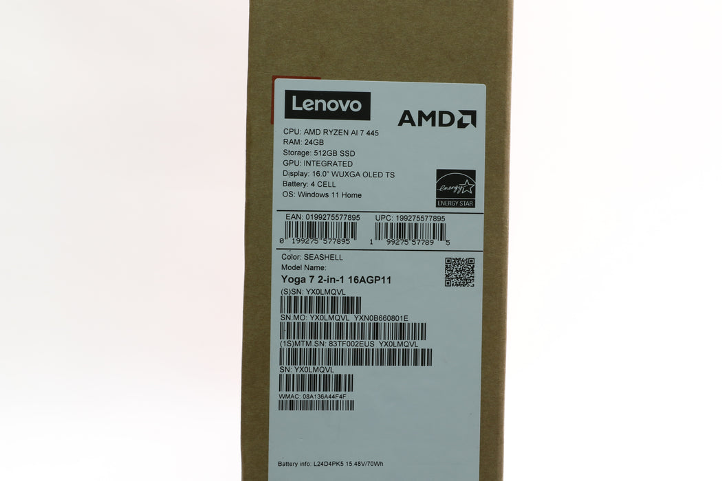 16" WUXGA Lenovo Yoga 7, Ryzen AI 7 445, 24GB, 512GB SSD, Touchscreen