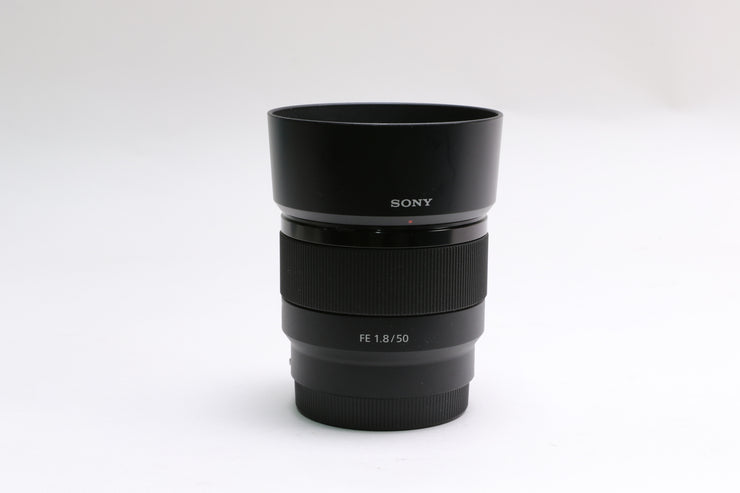 Sony FE 50mm f/1.8 Lens w/ Hood!