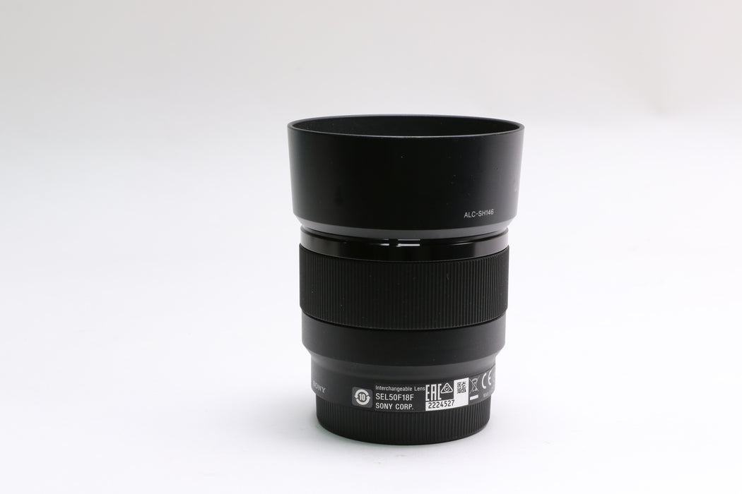 Sony FE 50mm f/1.8 Lens w/ Hood!
