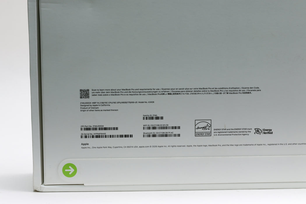 14" 2026, MacBook Pro, BTO, Apple M5 Pro, 48GB, 1TB SSD, 16C