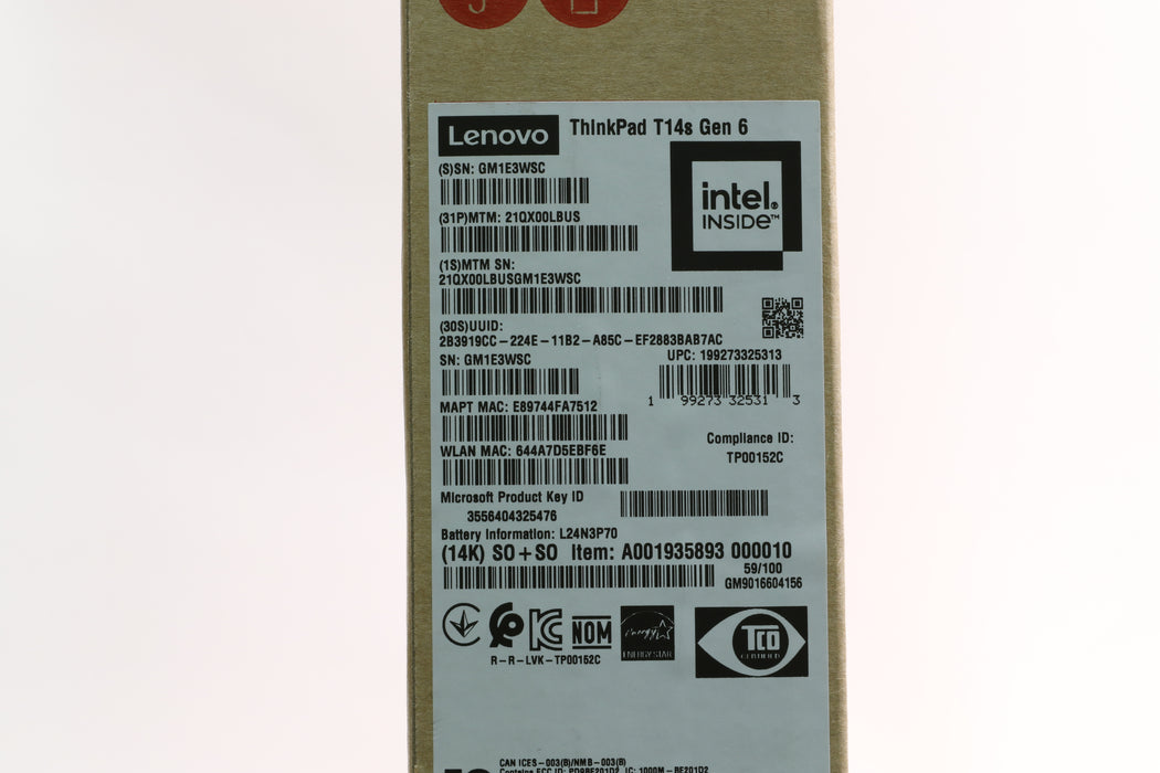 14" WUXGA Lenovo ThinkPad T14s Gen 6, Ultra 7 268V vPro, 32GB, 512GB SSD, Touch