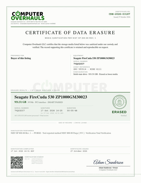 Seagate FireCuda 530 1TB NVMe M.2 2280 SSD, 99% Health!