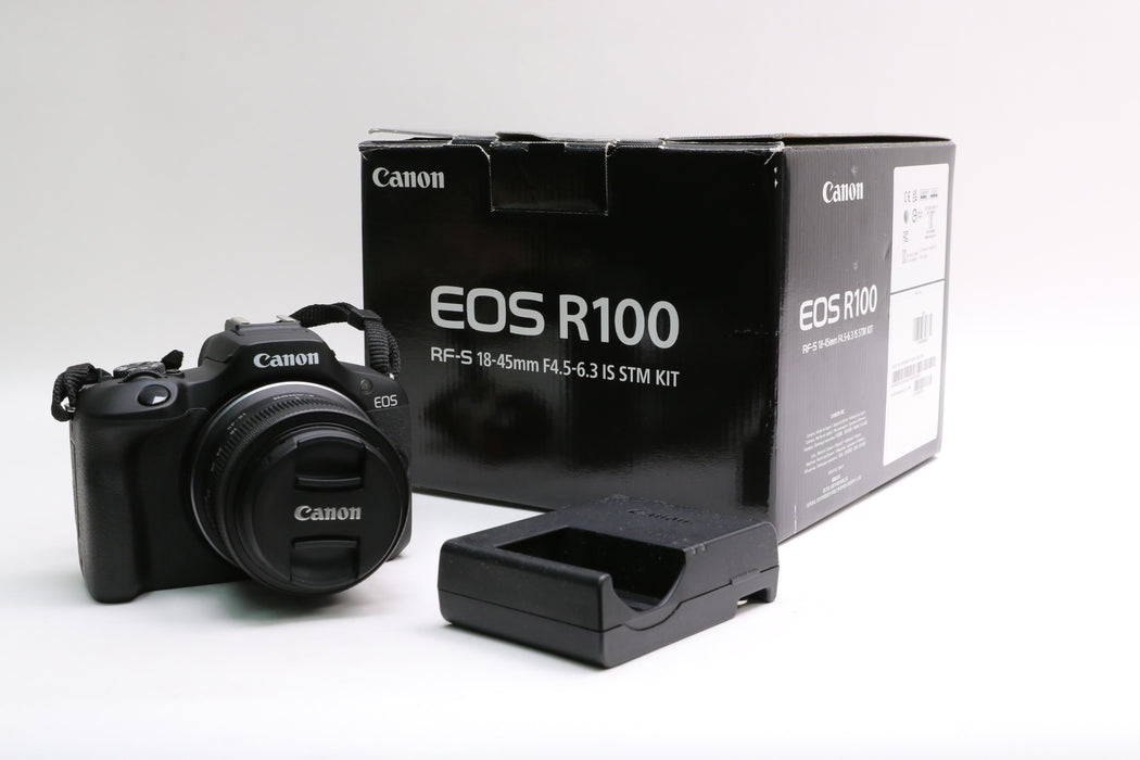 Canon EOS R100 Camera w/ RF-S 18-45mm f/4.5-6.3 IS STM Lens, 2,000 Shutter Count