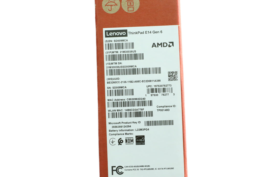 Open Box! 14" Lenovo E14 Gen 6, AMD Ryzen 5 7535U, 16GB, 512GB SSD, WUXGA!