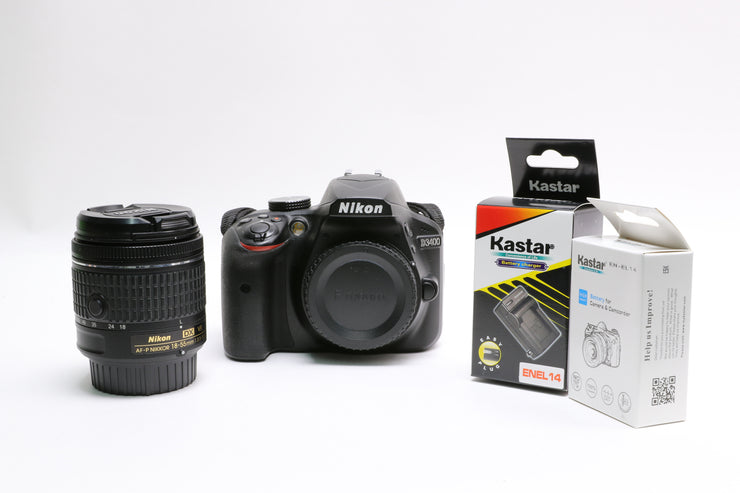 Nikon D3400 DSLR Camera w/ Nikon AF-P DX Nikkor 18-55mm f/3.5-5.6G VR Lens!