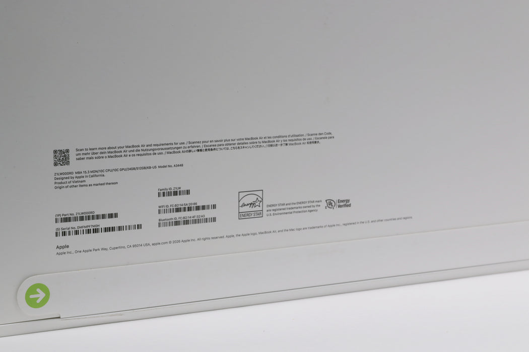 Brand New! 15" 2026, MacBook Air, BTO, Apple M5, 24GB, 512GB SSD, 10C