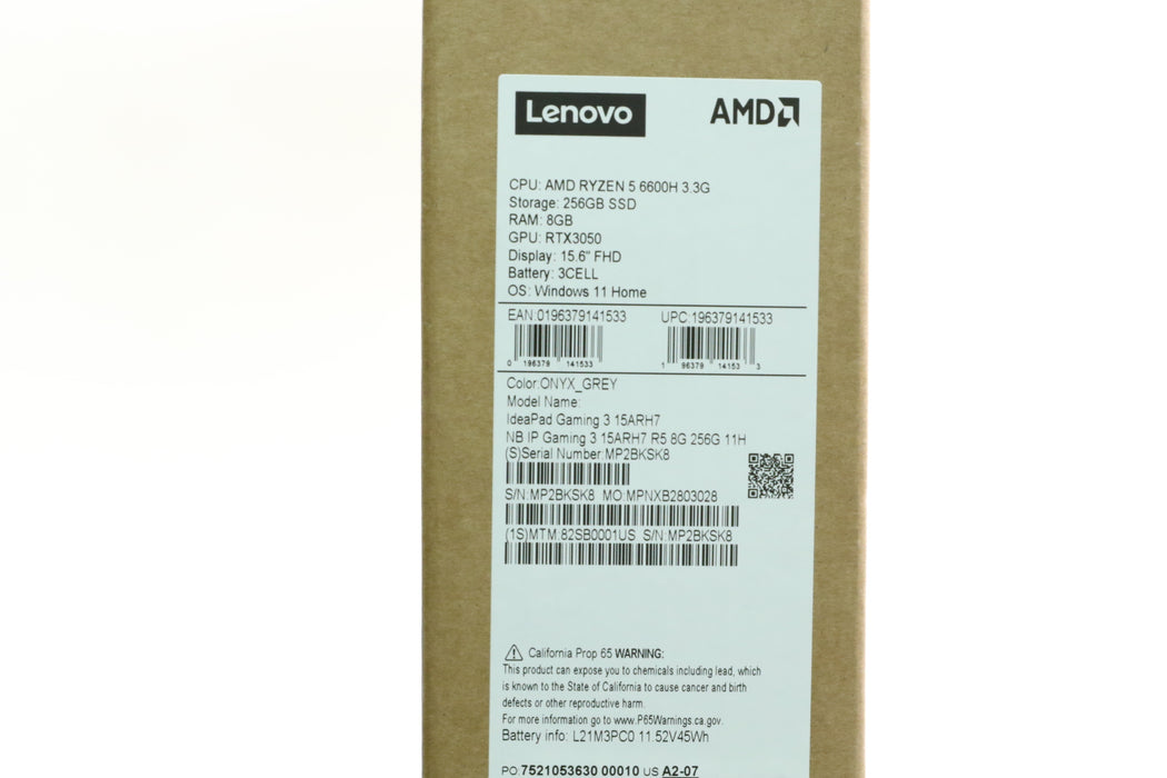 New! 15.6" Lenovo IdeaPad Gaming 3 15arh7, Ryzen 5 6600H, 8GB, 256GB, RTX 3050