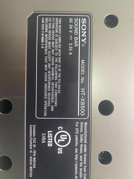 Sony HT-X8500 2.1ch Dolby Atmos/DTS:X Soundbar with Built-in Subwoofer w/ Remote